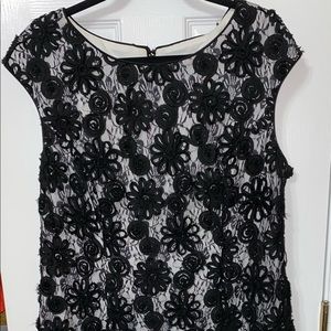 Alex Evenings Black Floral Lace Dress